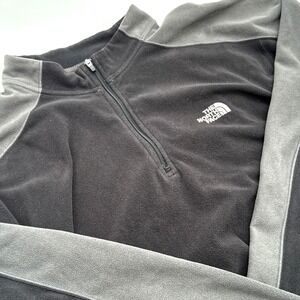 North‎ Face Long Sleeve 1/4 Zip Fleece Sweatshirt Mens XL Black Gray Warm